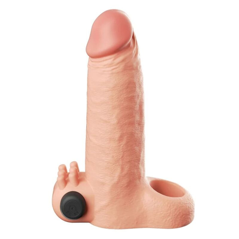 Fantasy x-tensions - vibrating real feel 5 cm penis extension sleeve beige 4