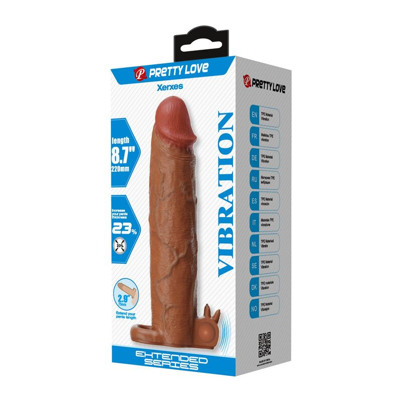 Pretty love - xerxes vibrating penis sleeve 22 cm Ø 4.5 cm brown 7
