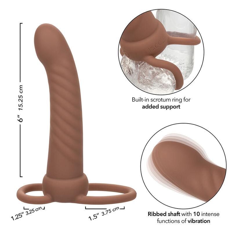 Calexotics - Maxx Ribbed Dual Penetrator 10 Vibrations Brown 7