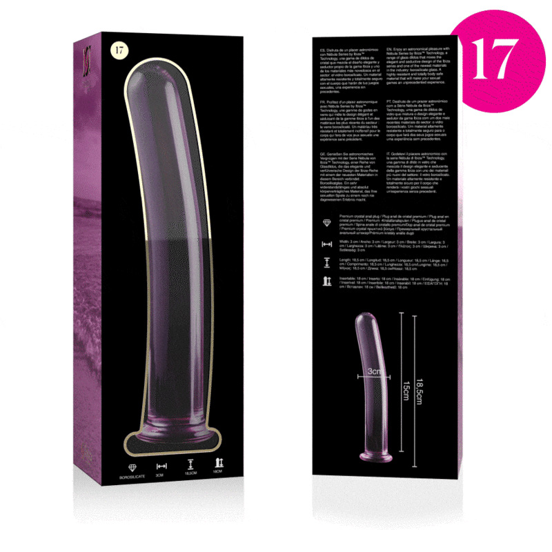Nebula series by ibiza - model 17 dildo borosilicate glass pink 18.5 cm -o- 3 cm 3