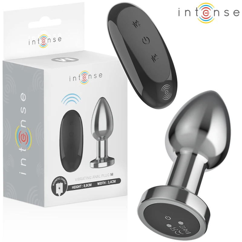 Intense - anal plug 10 vibrations metal with remote control m