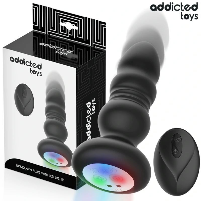 Addicted toys - rotating vibrating anal plug, led light remote control