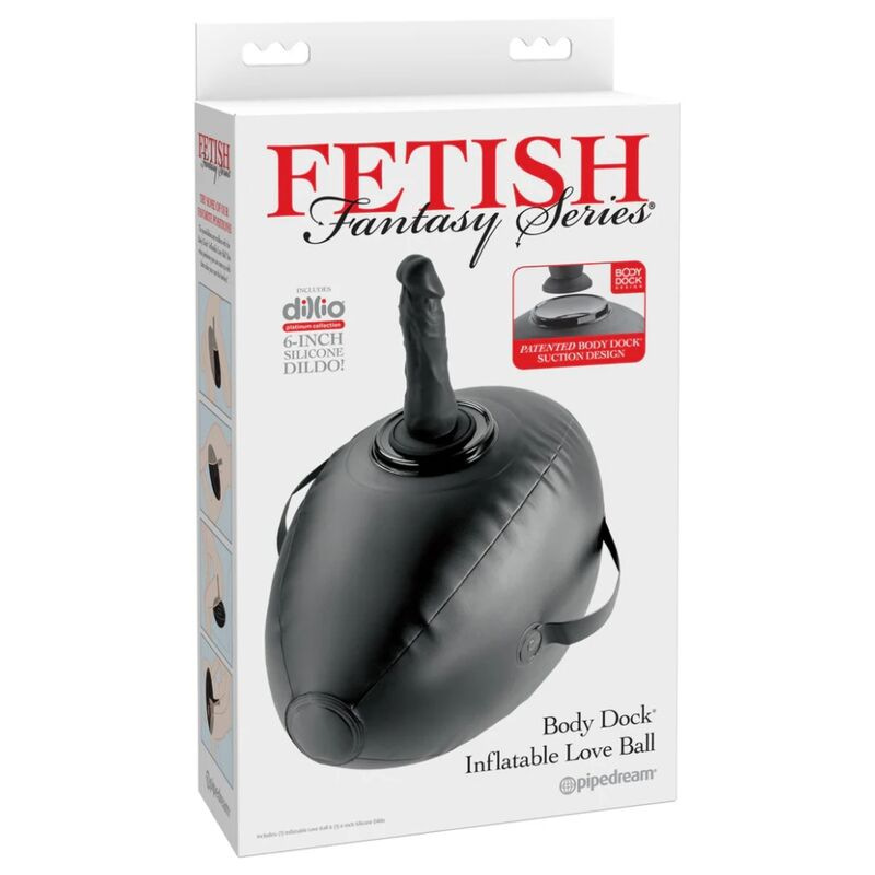 Fetish fantasy series - body dock inflatable love ball with dildo black 41.9 cm 5