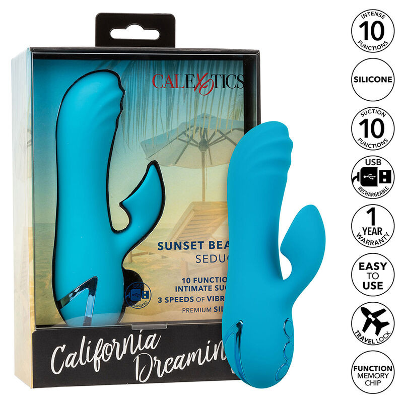 Calexotics - sunset beach seducer vibrator & stimulator 10 functions blue