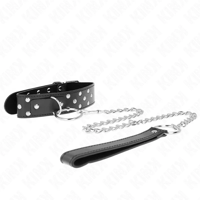 Kink - Ring Rivet Strap Necklace With Belt 65 Cm Black Adjustable 36-50 Cm X 3.8 Cm