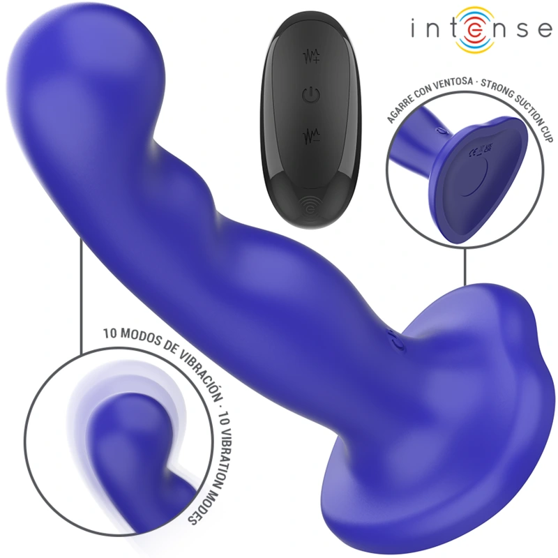 Intense - shorty vibrator with suction cup blue remote control 1