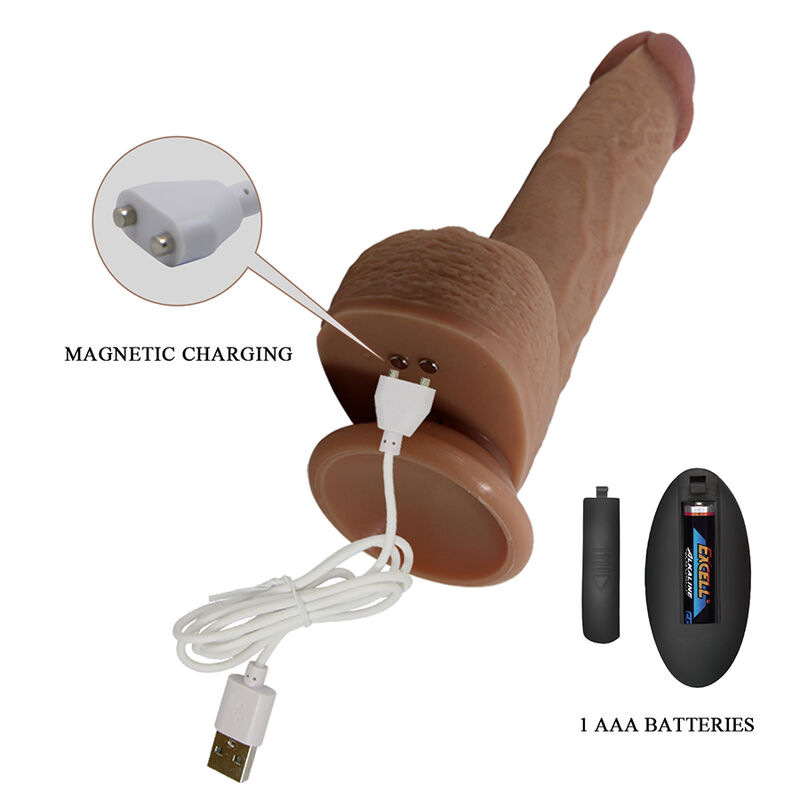 Pretty love - tommy realistic thrusting vibrator with remote control dark brown 7