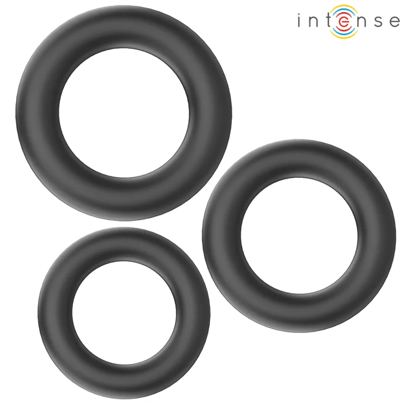 Intense - hugh 3 basic silicone penis rings black