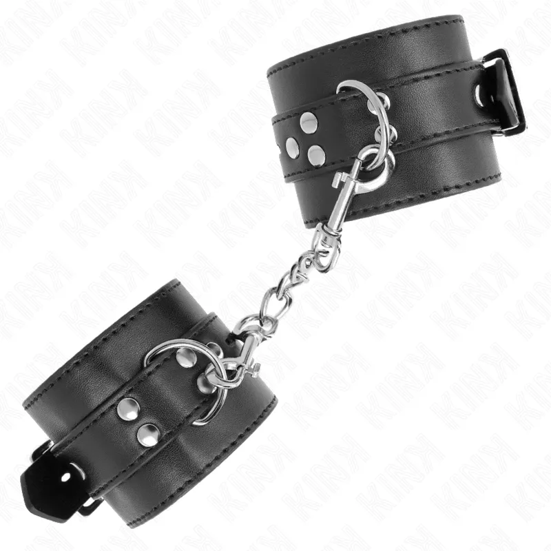 Kink - Wrist Restraints Black With Black Belt Adjustable 17-28 Cm X 6 Cm