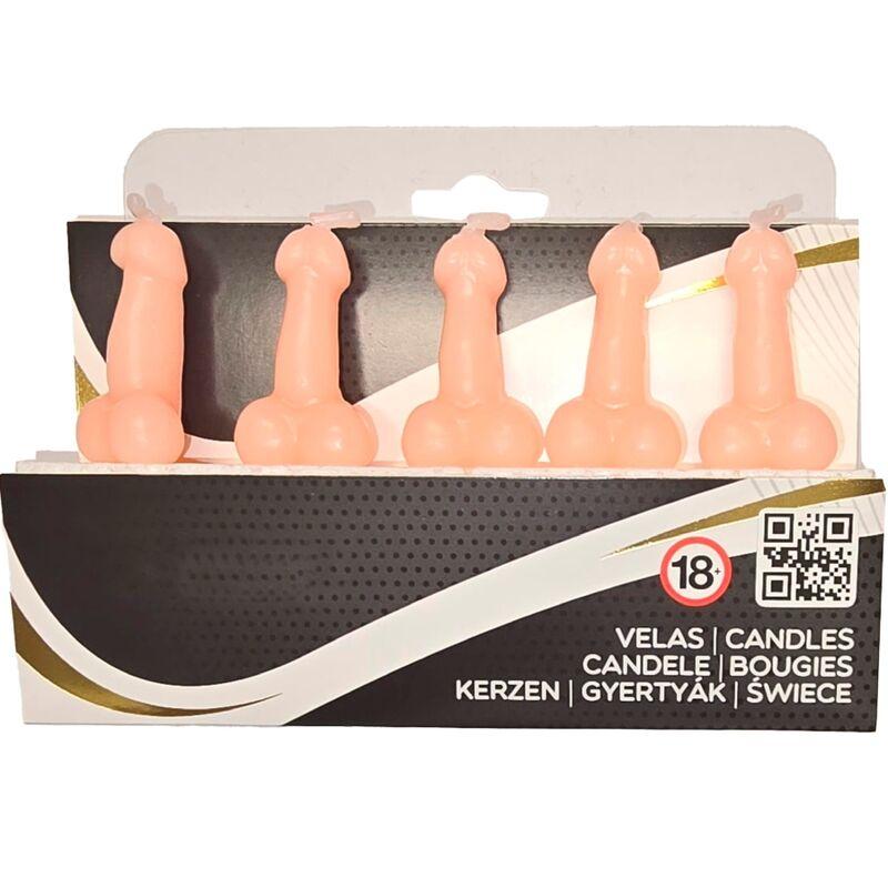 Diablo picante - box of 5 flesh penis-shaped candles