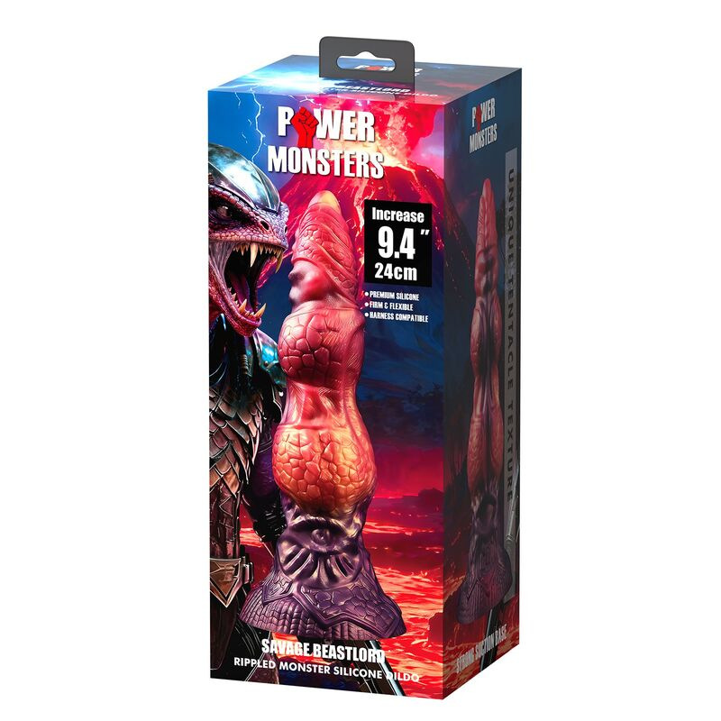 Power monsters - savage beastlord tricolor fantasy silicone dildo 24 cm Ø 5 cm 1