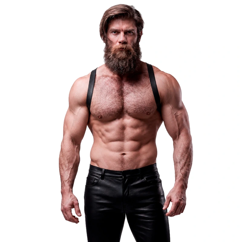 Fetish submissive attitude - mens eco-leather back harness