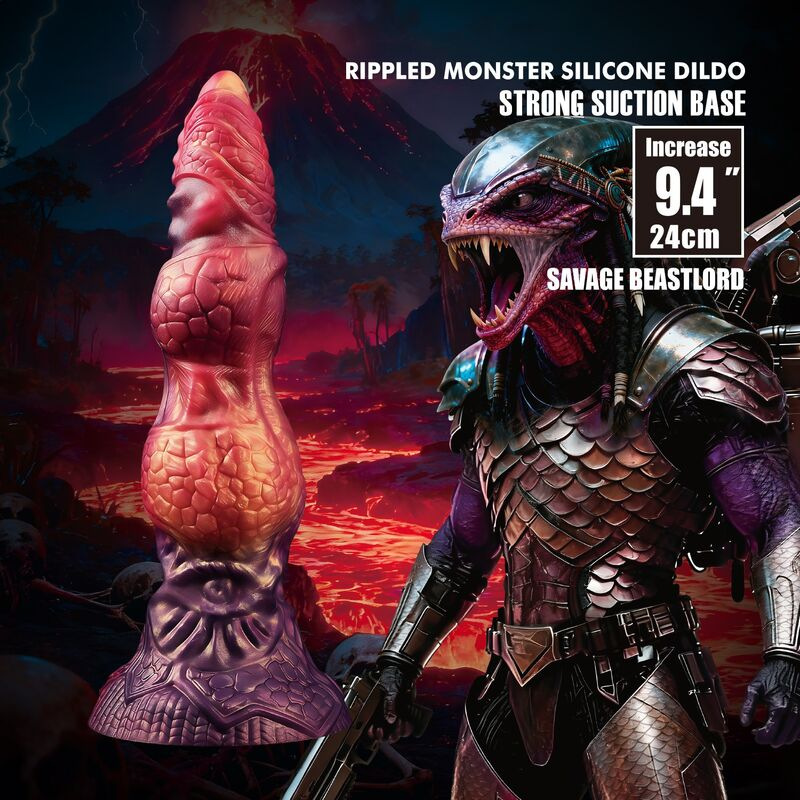 Power monsters - savage beastlord tricolor fantasy silicone dildo 24 cm Ø 5 cm 6