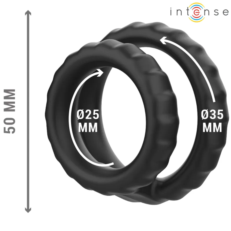 Intense - dewey double silicone penis ring black model 2 2