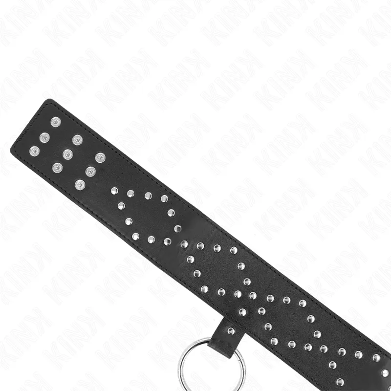 Kink - Necklace 65 Cm With Leash With Silver Studs Model 3 Adjustable 36-43 Cm X 5 Cm