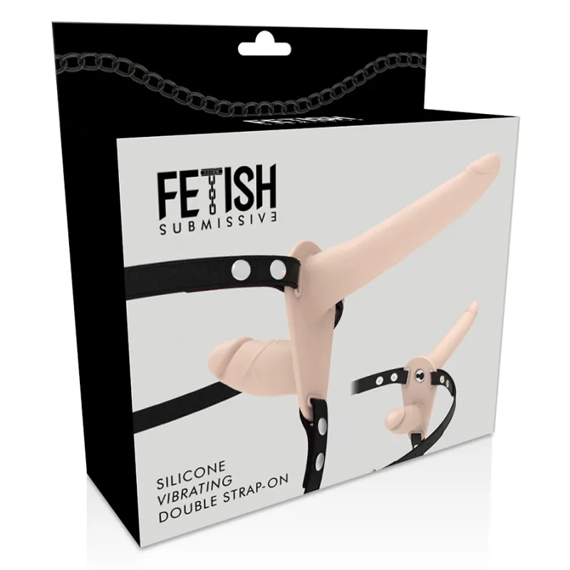 Fetish Submissive Double Strap Vibrator Strap-On Flesh Up 5