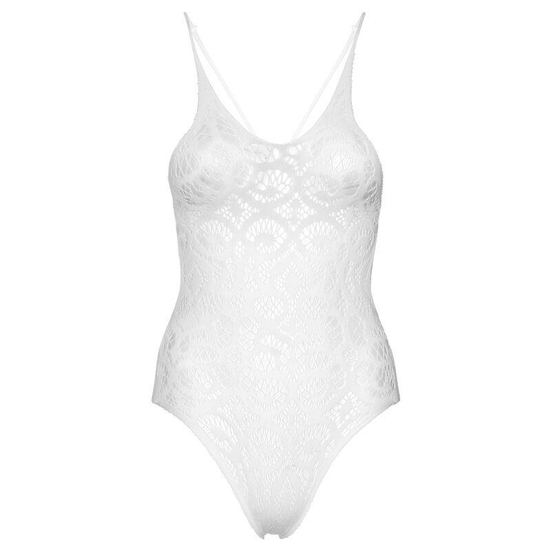 Leg Avenue Seamless Scroll Lace Teddy - White 3