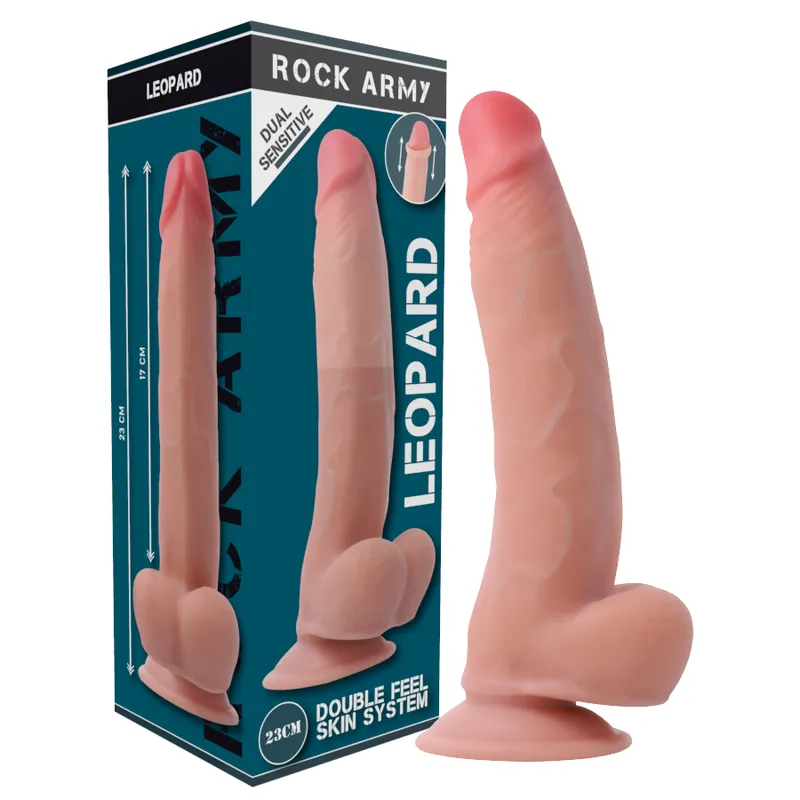 Rockarmy Harness + Dual Density Leopard 23cm - Pripínací penis 11