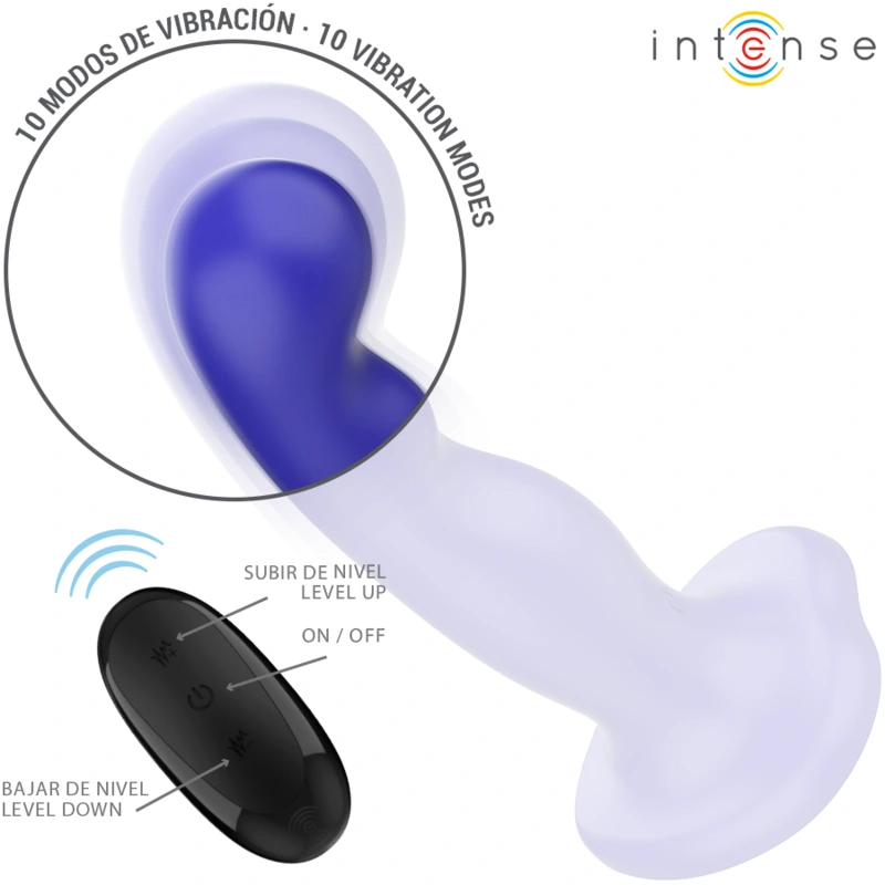 Intense - shorty vibrator with suction cup blue remote control 3