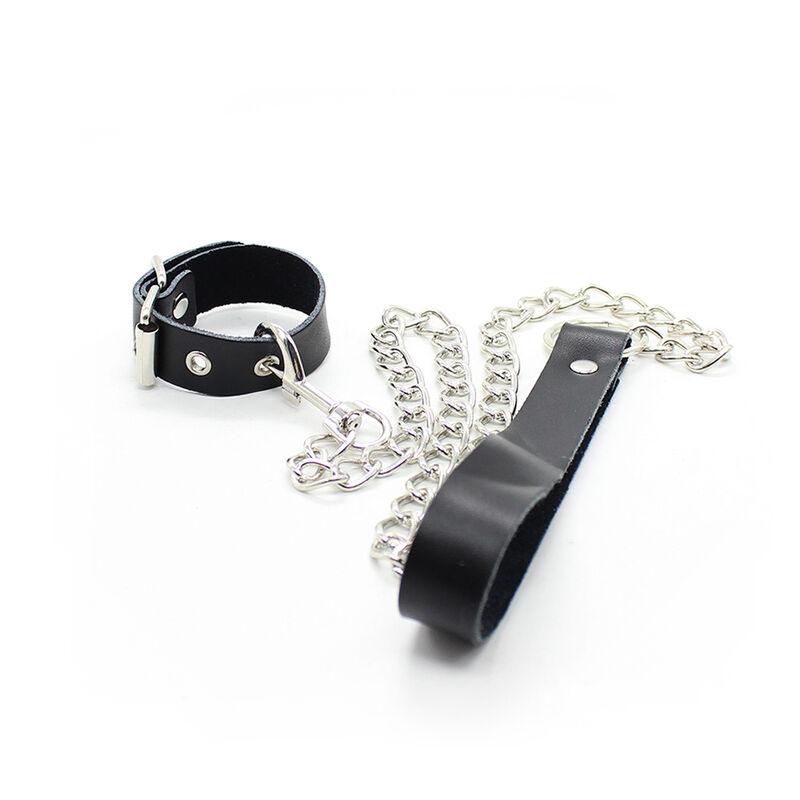 Ohmama Restraint Leather Necklace And Metallic Chain 1