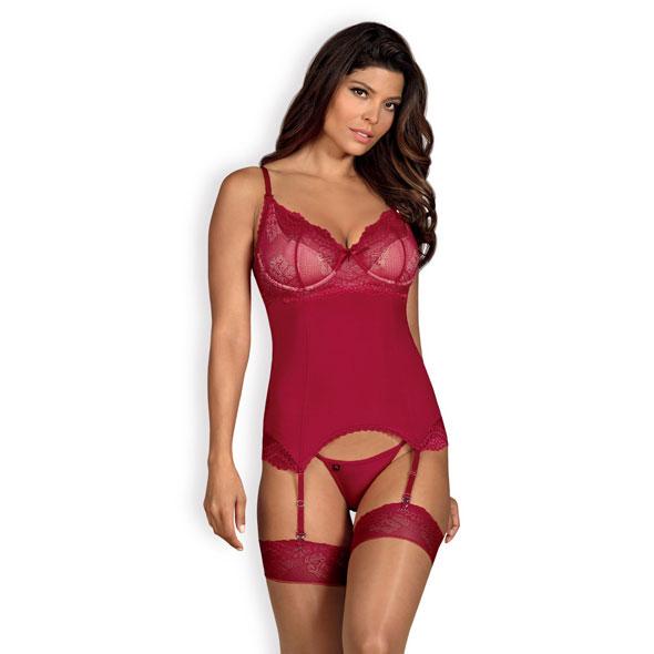 Obsessive - Rosalyne Corset & Thong Red S/M