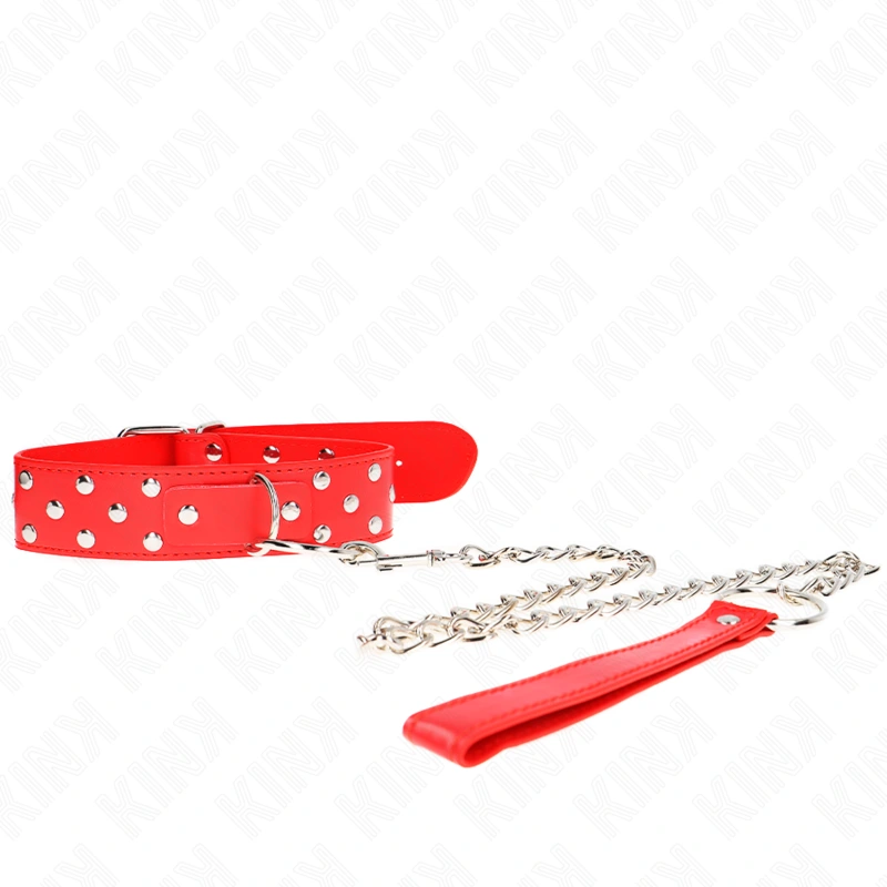 Kink - ring rivet strap necklace with belt 65 cm red adjustable 36-50 cm x 3.8 cm 4