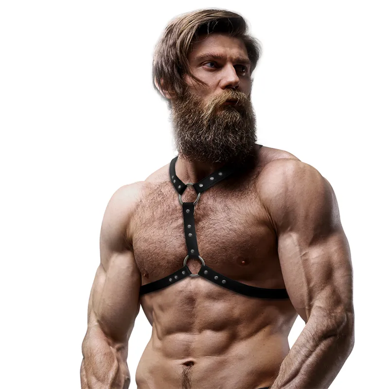 Fetish Submissive Attitude&Trade; - Eco-Leather Chest Harness With Double Support And Stud 3