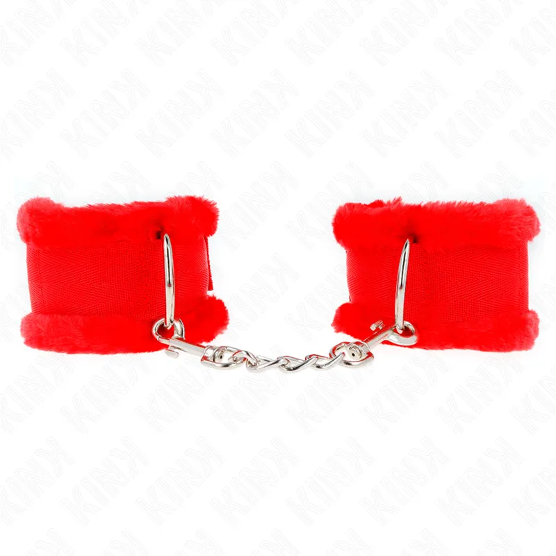 Kink - Furry Lined Wrist Restraints Red Adjustable 17-31 Cm X 7 Cm