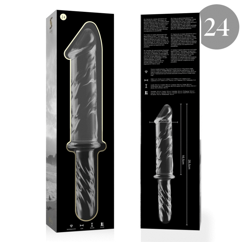 Nebula series by ibiza - model 24 dildo borosilicate glass clear 28.5 cm -o- 5 cm 3