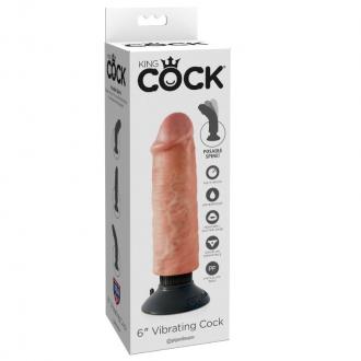 King Cock - 6"- 15.24 Cm Vibrating Cock Flesh