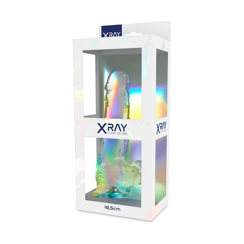 Xray Harness + Clear Cock With Balls  18.5cm X 3.8cm - Pripínací Penis