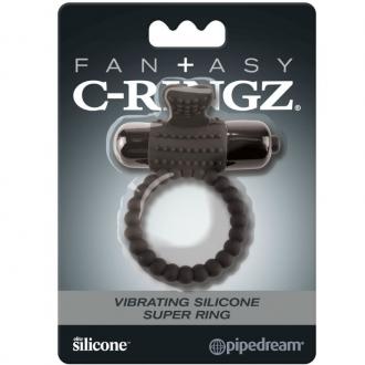 Fantasy C-Ring Vibrating Silicone Super Ring Black