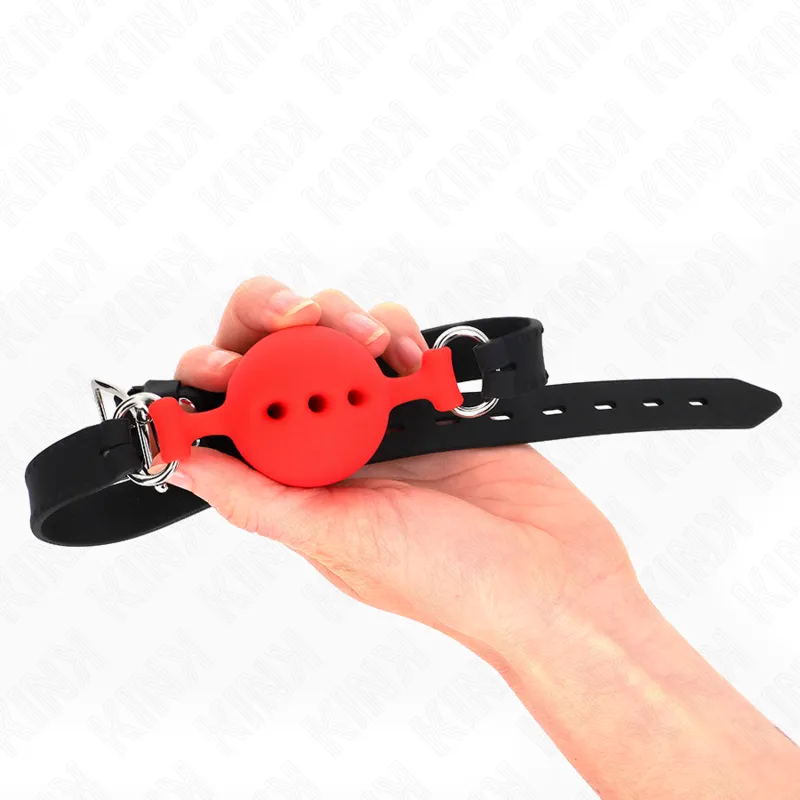 Kink - Full Silicone Gag 55 X 2 Cm With 4.5 Cm Ball Size M Red Adjustable 35-51 Cm