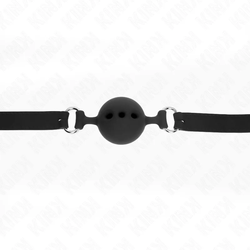 Kink - Full Silicone Gag 55 X 2 Cm With 5 Cm Ball Size L Black Adjustable 35-51 Cm 3