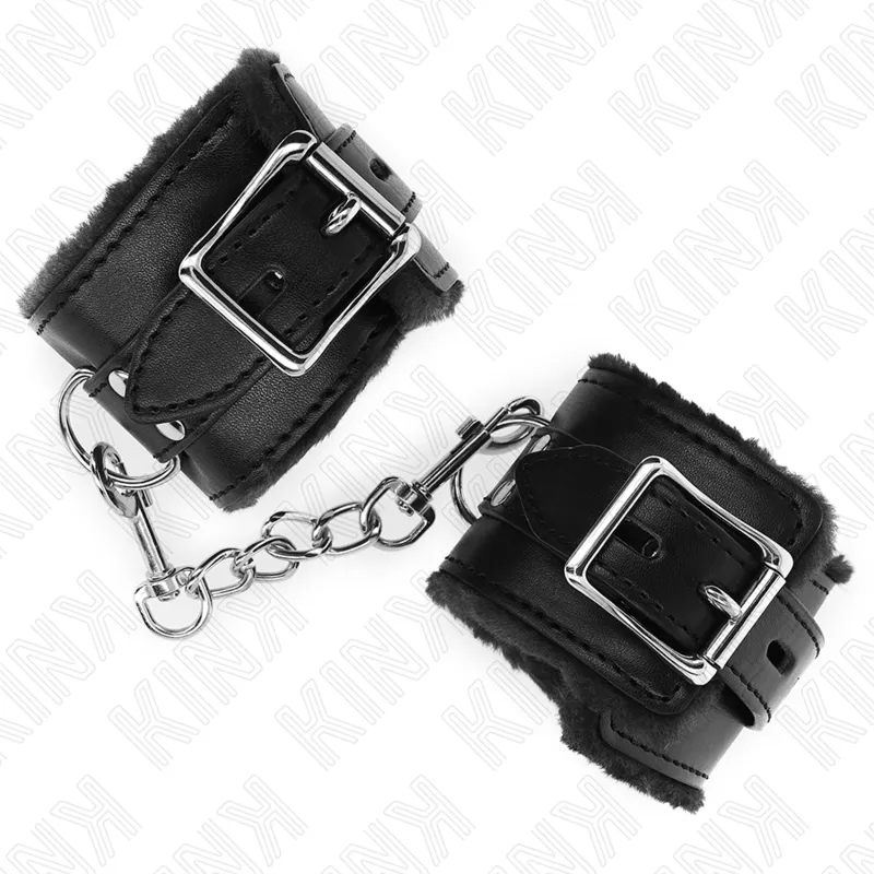 Kink - Fur Lined Wrist Restraints Black With Black Belt Adjustable 17-29 Cm X 6 Cm 3
