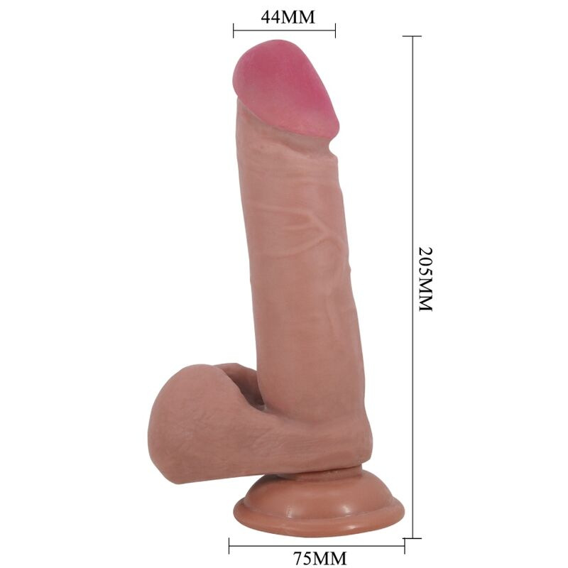 Pretty love - sliding skin series realistic dildo with sliding skin suction cup brown 20.5 cm 3