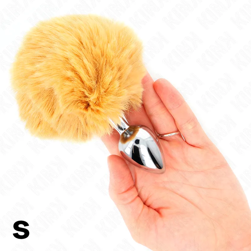 Kink - Stainless Steel Plug 7 X 3 Cm With Beige Faux Fur Rabbit Tail 8 Cm