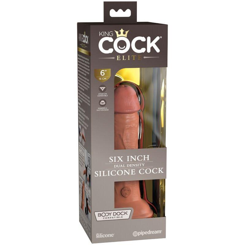 King Cock Elite - Realistic Silicone Dildo 15.2 Cm Caramel 5