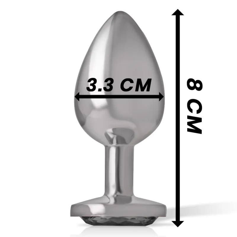 Intense - Metal Aluminum Anal Plug With Black Glass Size M - Análny Kolík