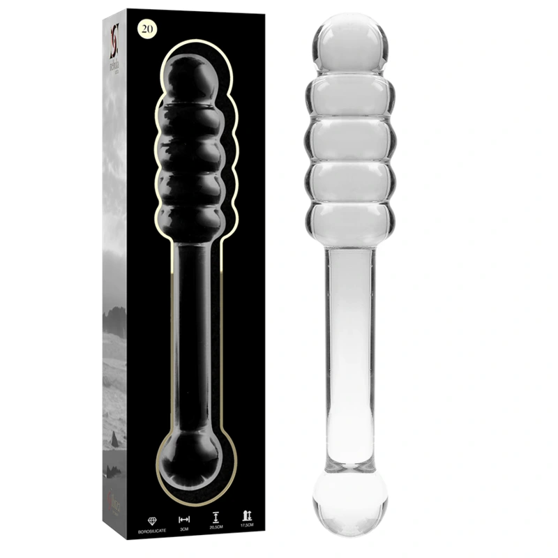 Nebula series by ibiza - model 20 dildo borosilicate glass clear 20.5 cm -o- 3 cm