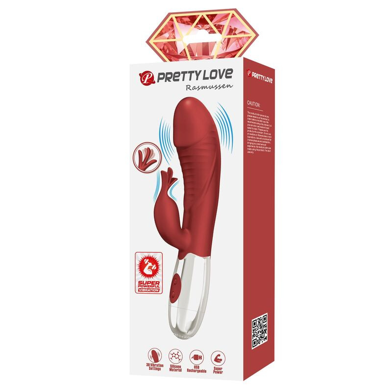 Pretty love - rosewood rabbit vibrator 30 functions usb rechargeable red 2