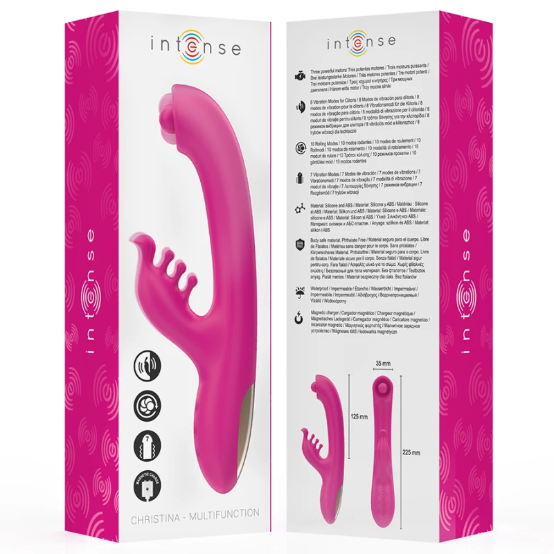Intense - christina multifunction rabbit vibrator 22.5 cm pink 6