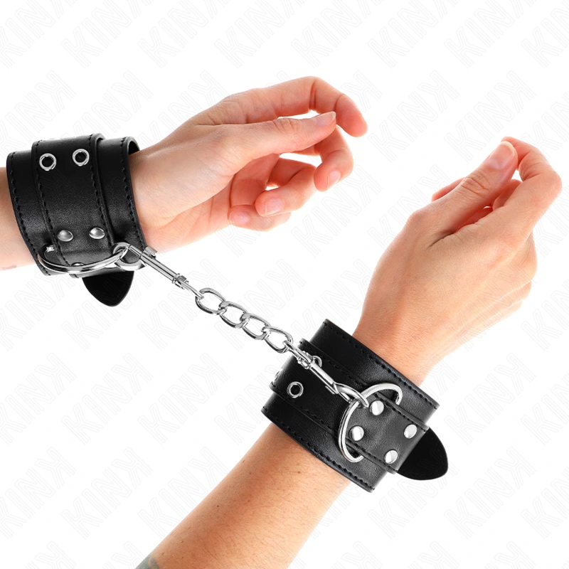 Kink - double buckle wrist restraints black adjustable 19-26 cm