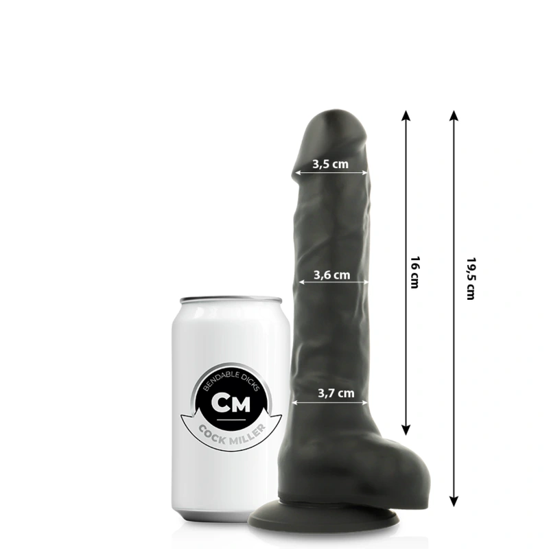 Cock miller - dildo realistic silicone density articulable black 19.5 cm