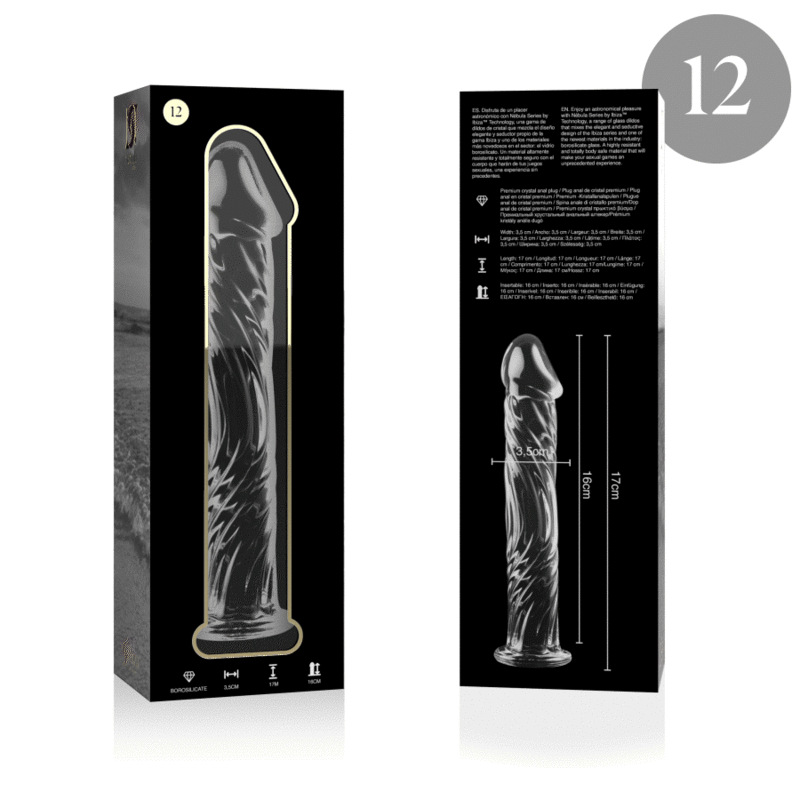 Nebula series by ibiza - model 12 dildo borosilicate glass clear 17 cm -o- 3.5 cm 3