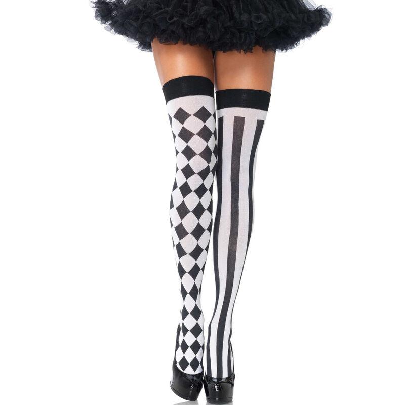 Leg Avenue - Black/White Arlequin High Socks