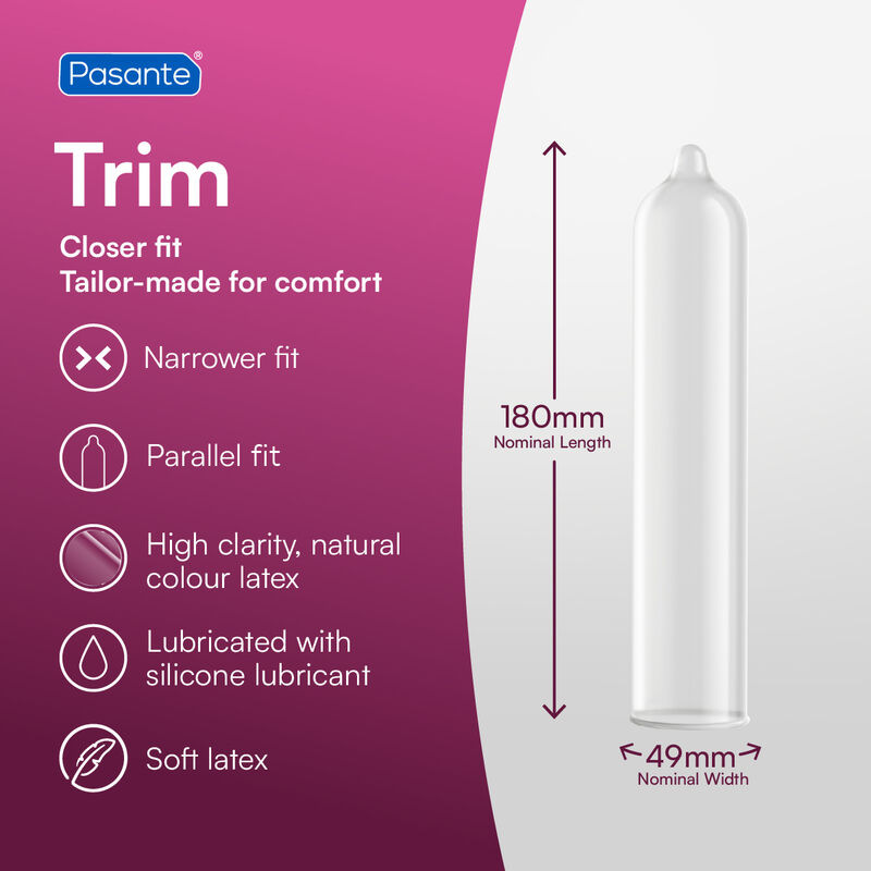Pasante - kondómy trim closer fit balenie 144 ks 2