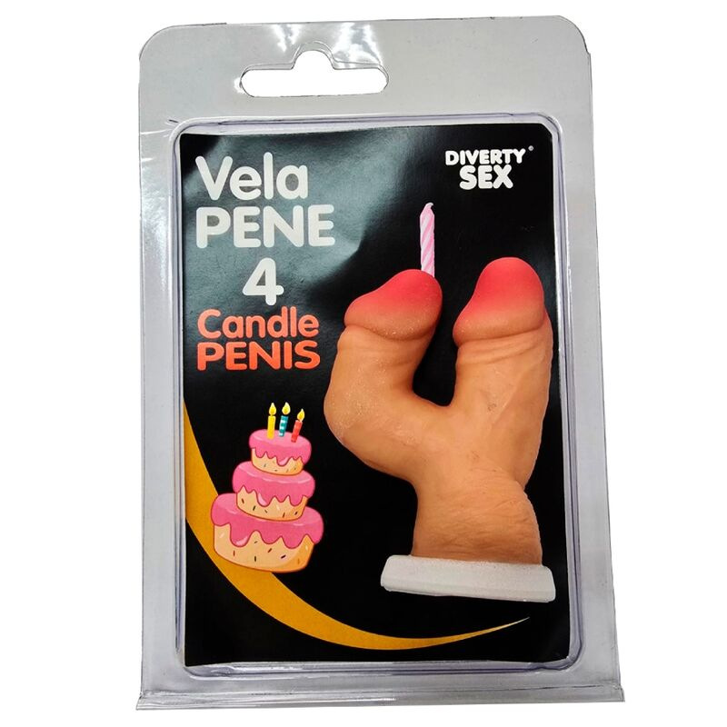 Diablo picante - penis candle in the shape of the number 4 flesh color