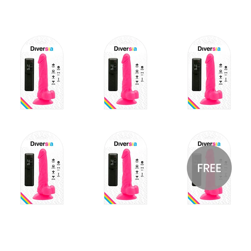 Diversia Flexible Vibrating Dildo 18 Cm - Pink 5+1 Free