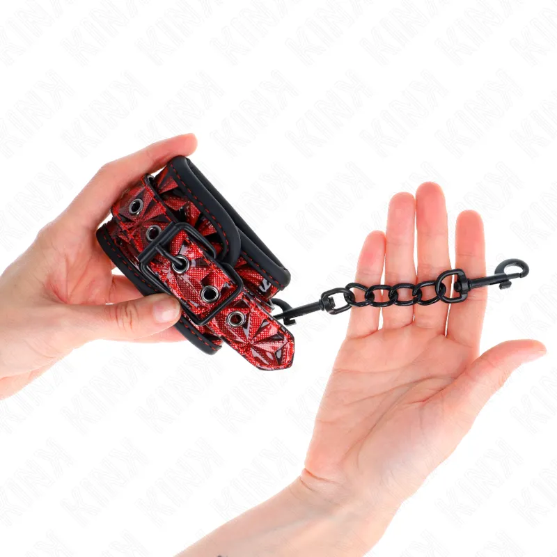 Kink - Diamond Pattern Wrist Restraints Dark Red Adjustable 17-26 Cm X 5.5 Cm 2